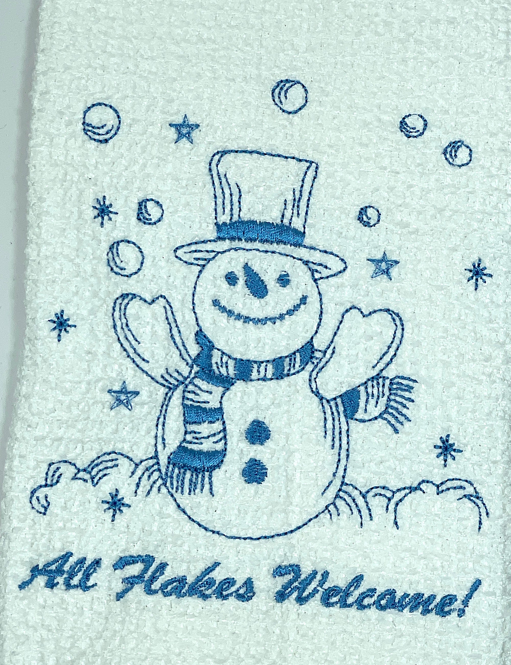 Snowman All Flakes Welcome Microfiber Waffle Weave Hand Towel