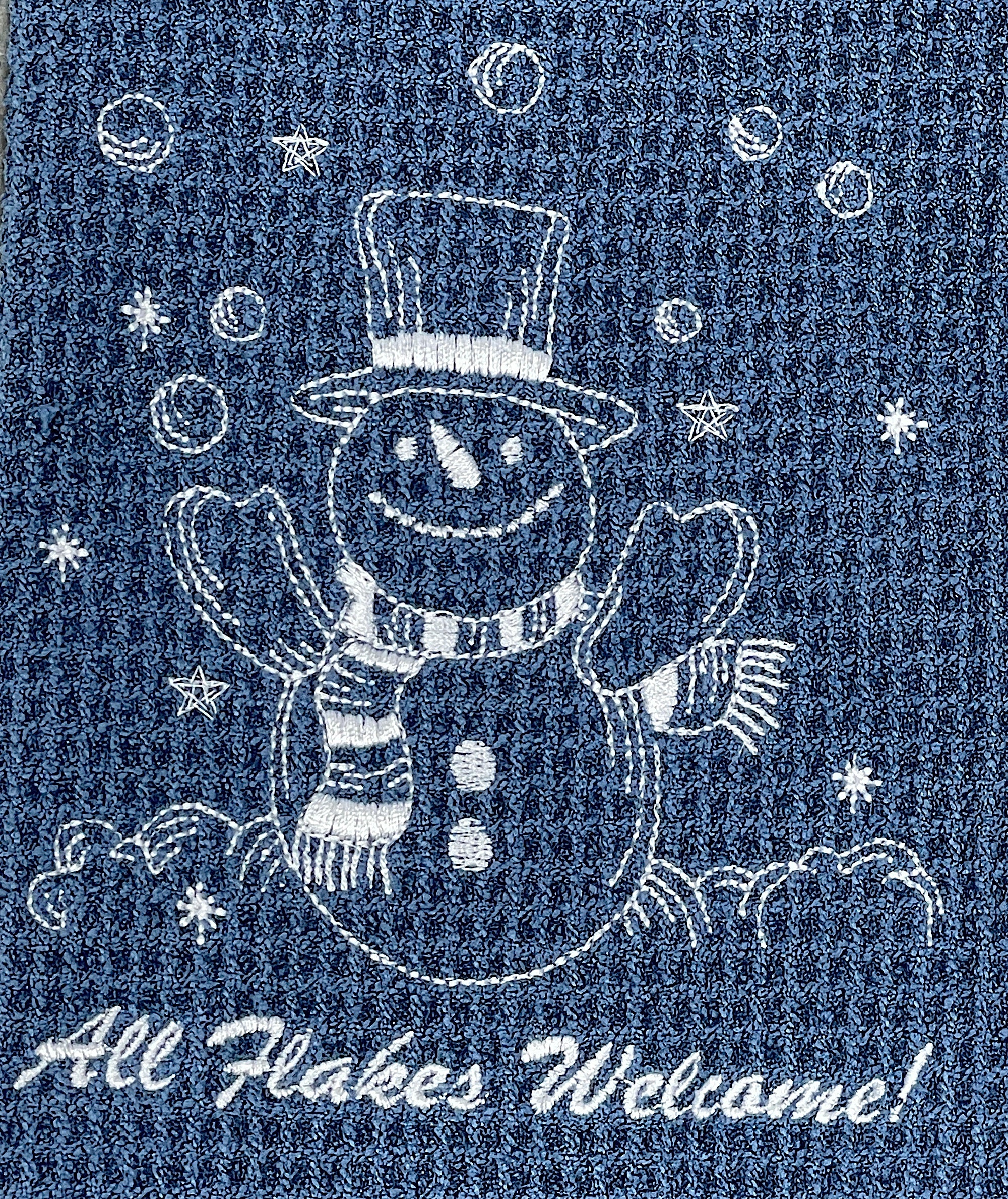 Snowman All Flakes Welcome Microfiber Waffle Weave Hand Towel