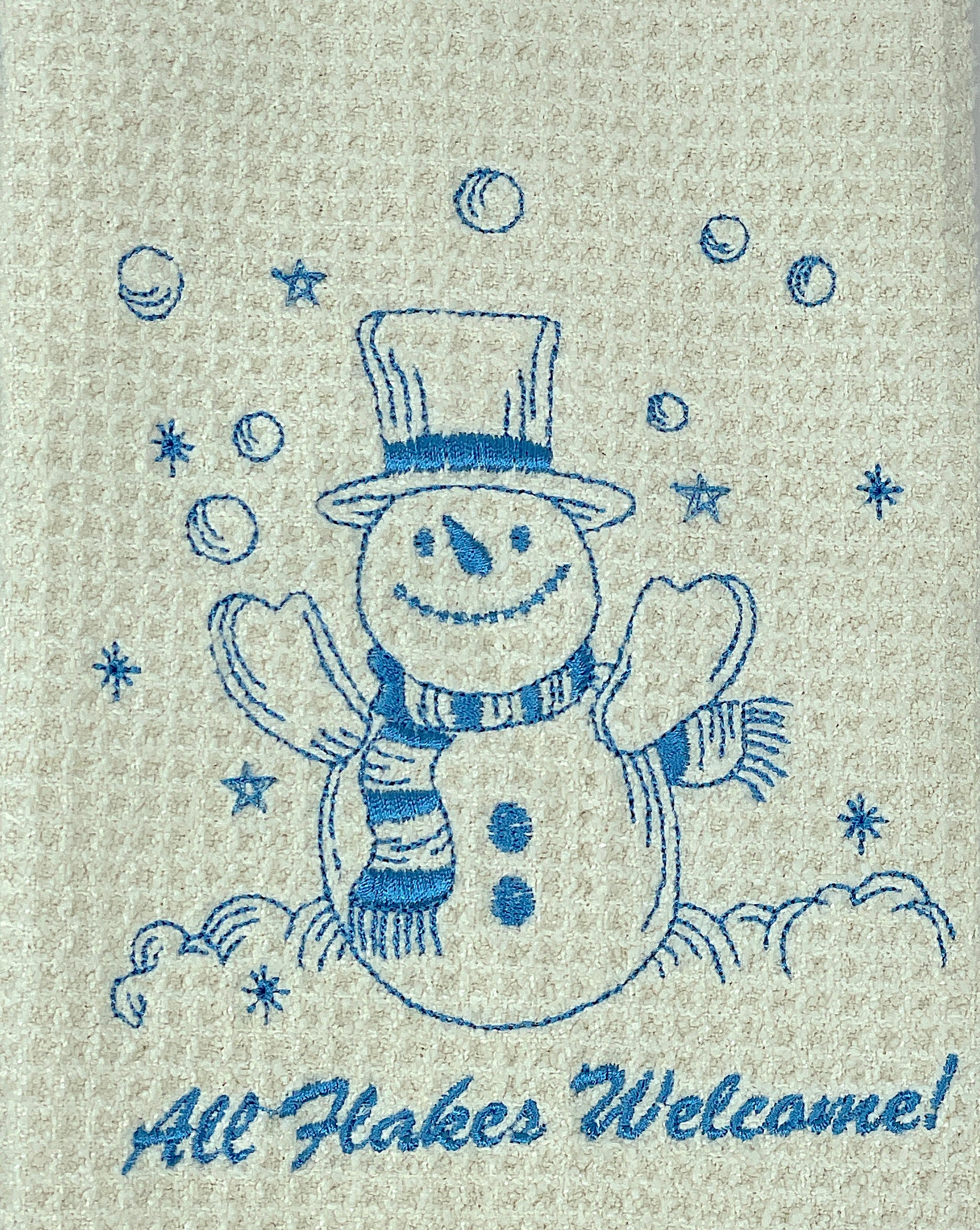 Snowman All Flakes Welcome Microfiber Waffle Weave Hand Towel