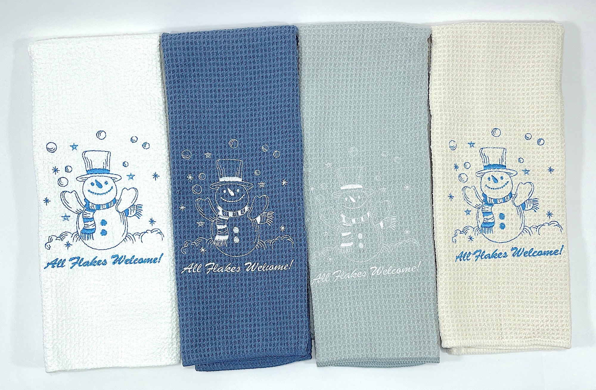 Snowman All Flakes Welcome Microfiber Waffle Weave Hand Towel