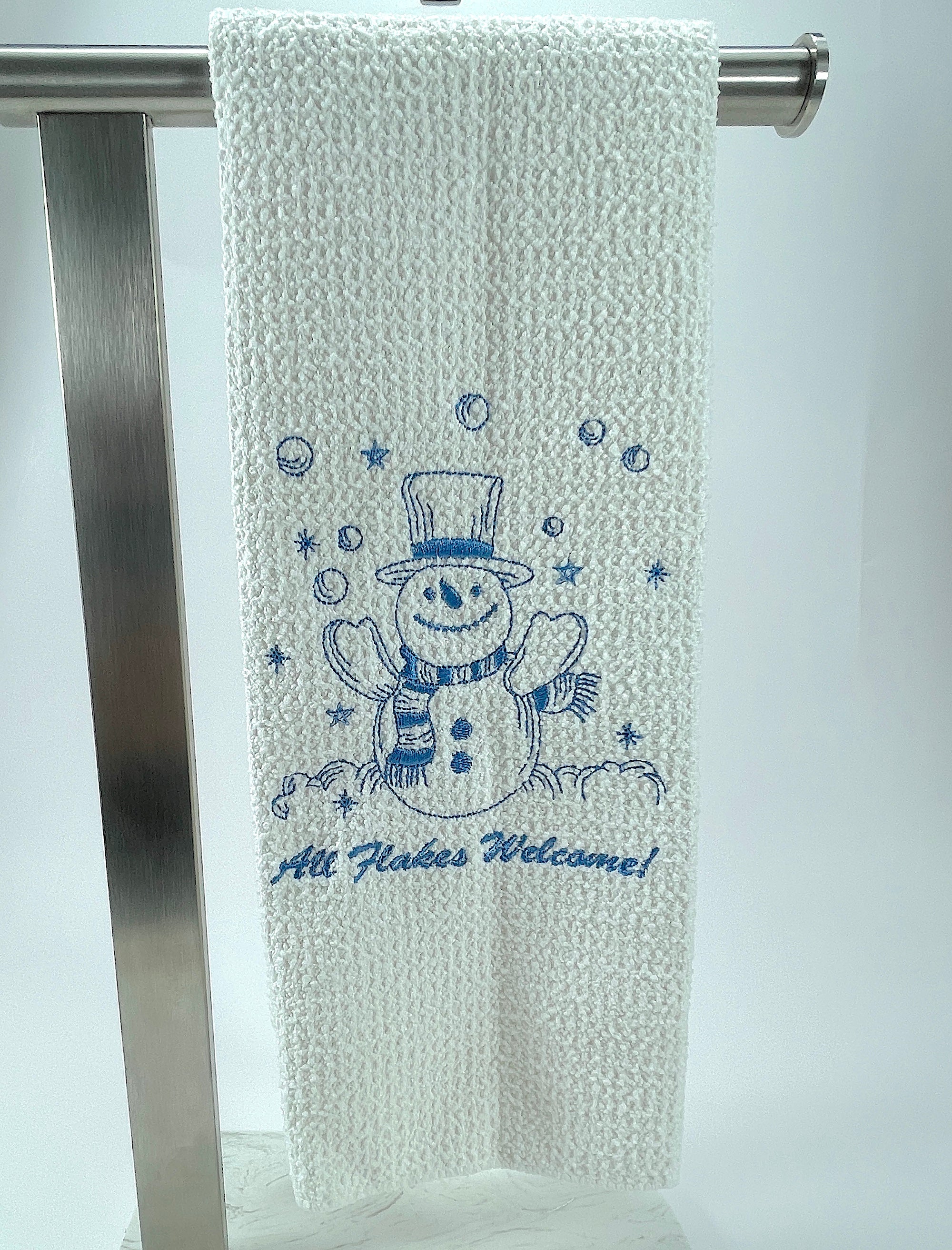 Snowman All Flakes Welcome Microfiber Waffle Weave Hand Towel