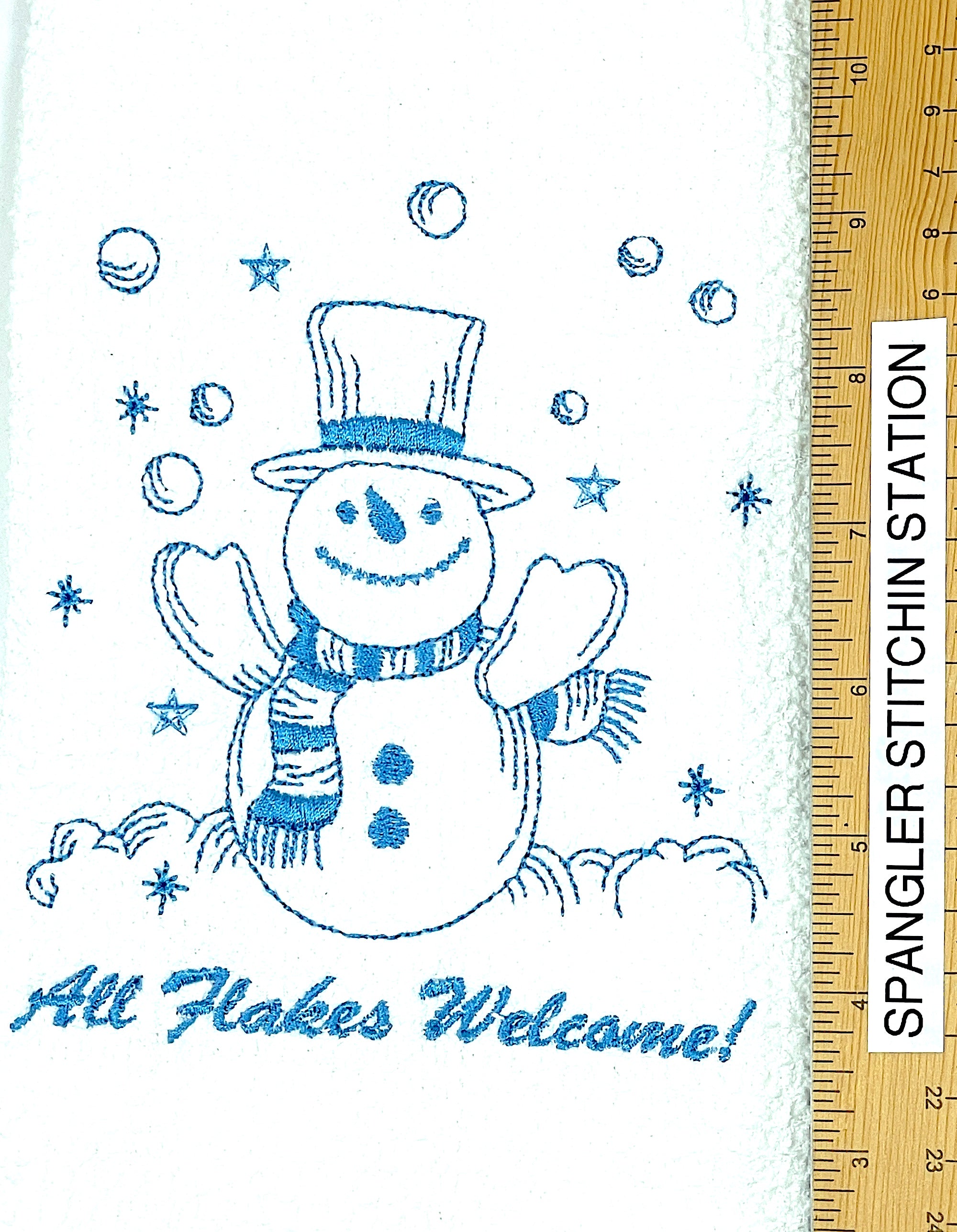Snowman All Flakes Welcome Microfiber Waffle Weave Hand Towel