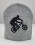 Bicycle Rider Embroidered Cuffless Beanie Hat