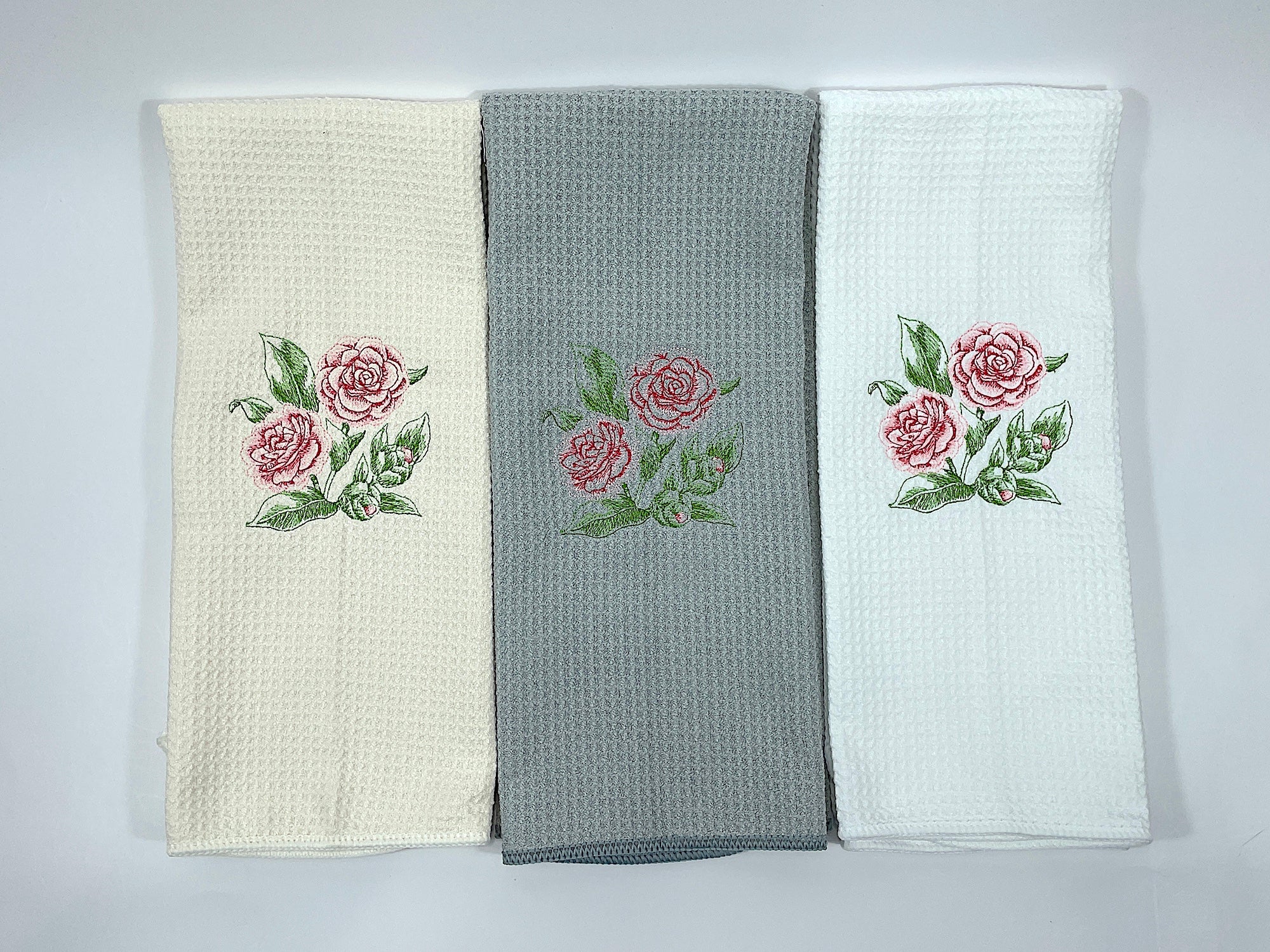 Camelia Sketch Microfiber Waffle Weave Hand Towel