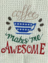 Coffee makes me awesome microfiber waffle weave hand  towel - Kitchen towel