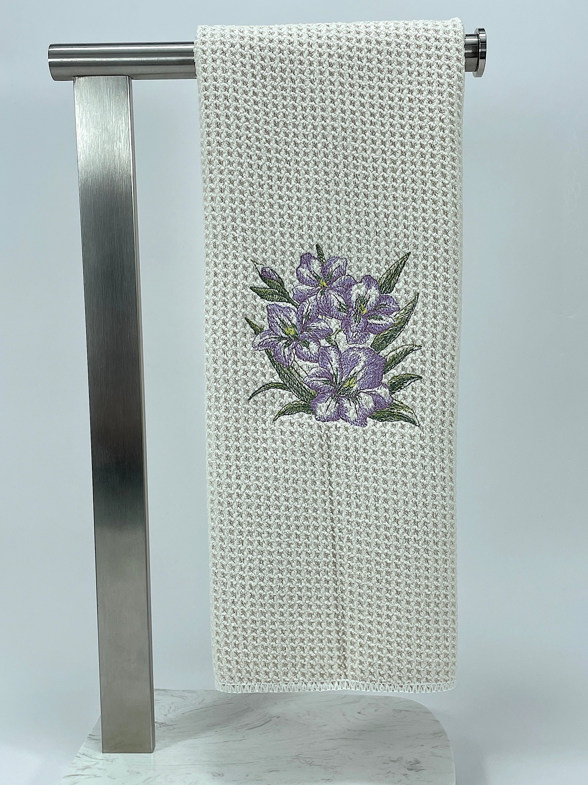 Gladiolus Sketch  microfiber waffle weave hand  towel