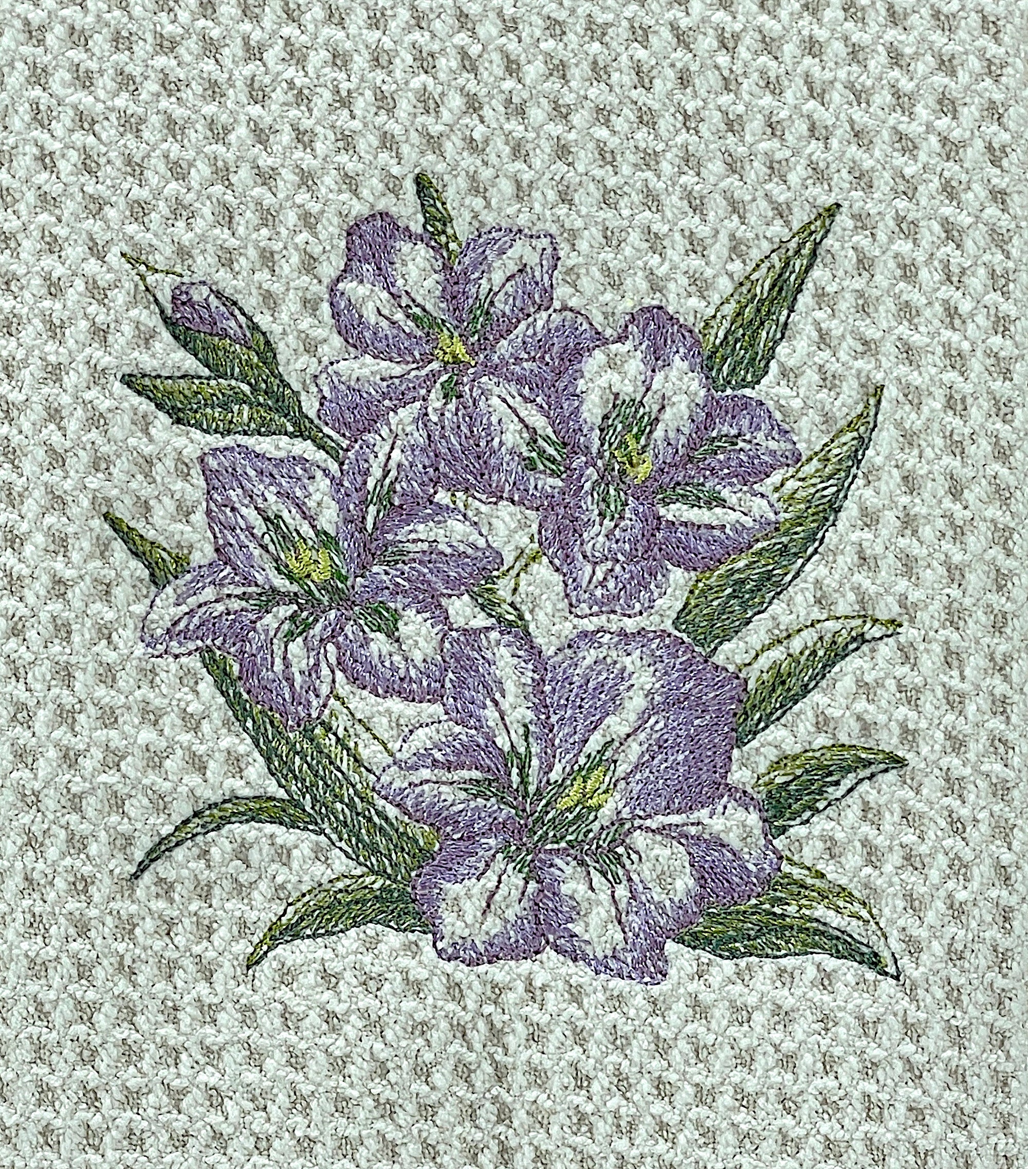 Gladiolus Sketch  microfiber waffle weave hand  towel