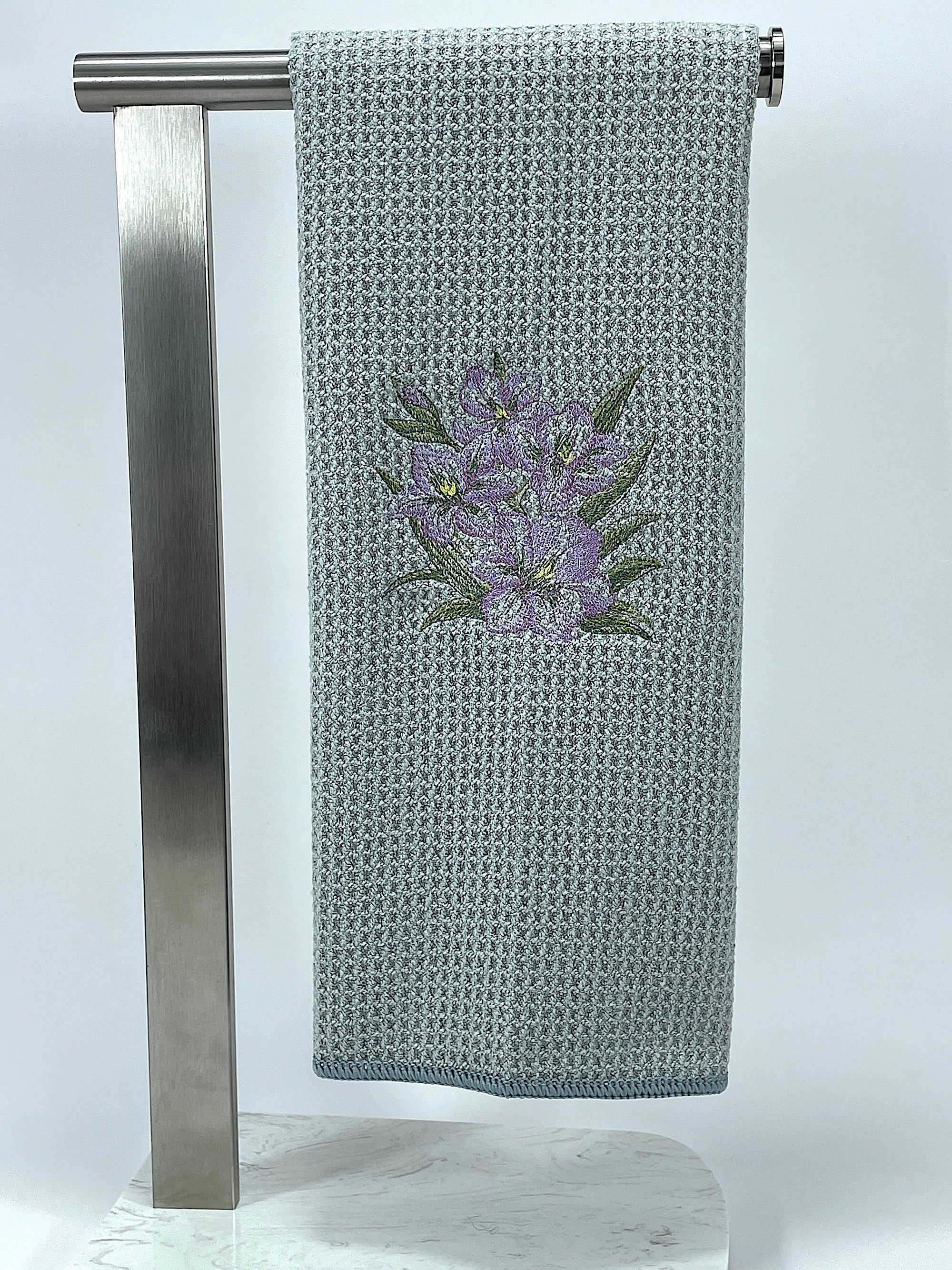 Gladiolus Sketch  microfiber waffle weave hand  towel