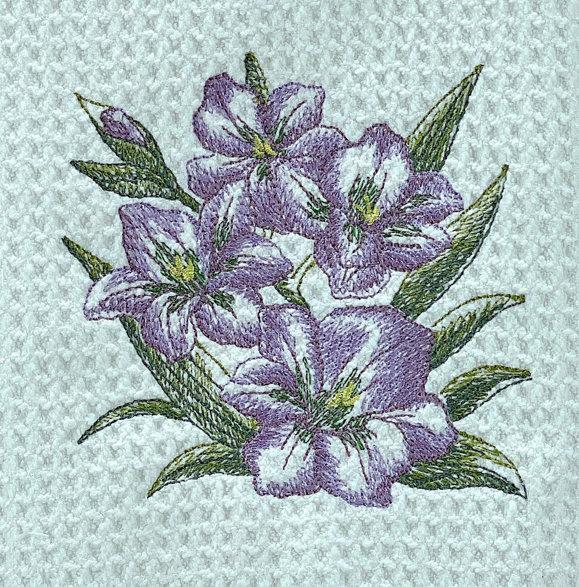 Gladiolus Sketch  microfiber waffle weave hand  towel