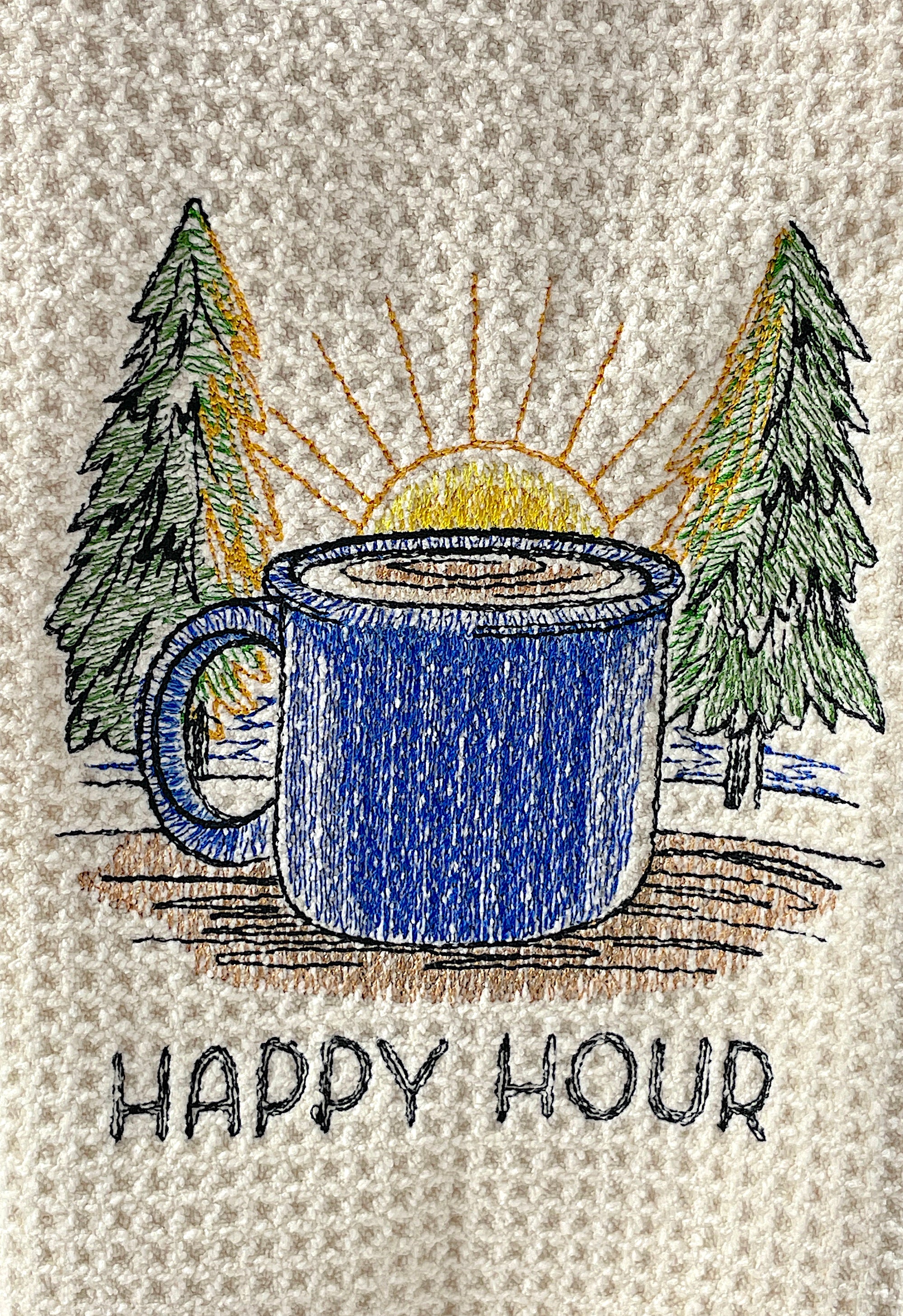 Happy Hour microfiber waffle weave kitchen towel