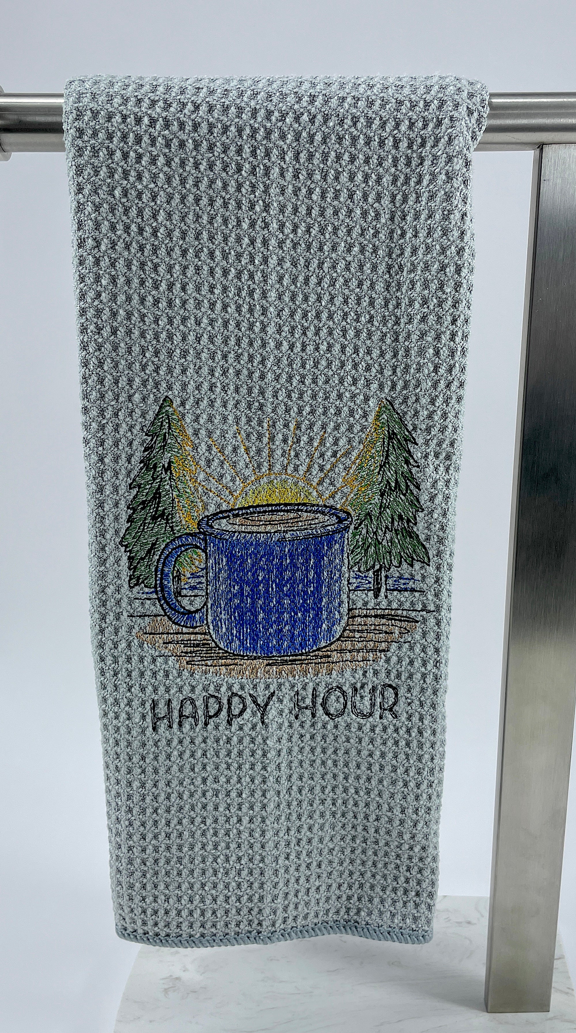 Happy Hour microfiber waffle weave kitchen towel