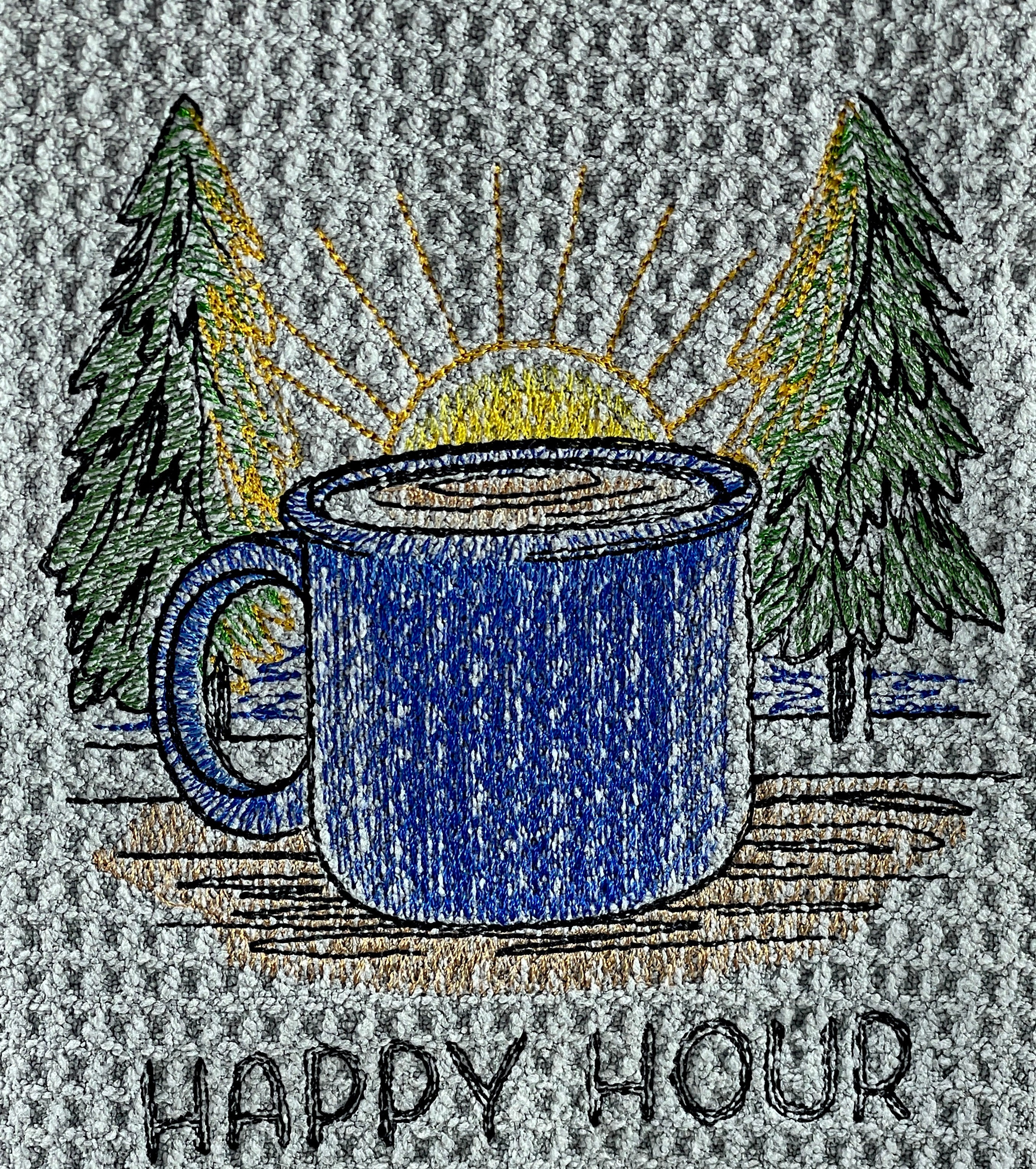 Happy Hour microfiber waffle weave kitchen towel
