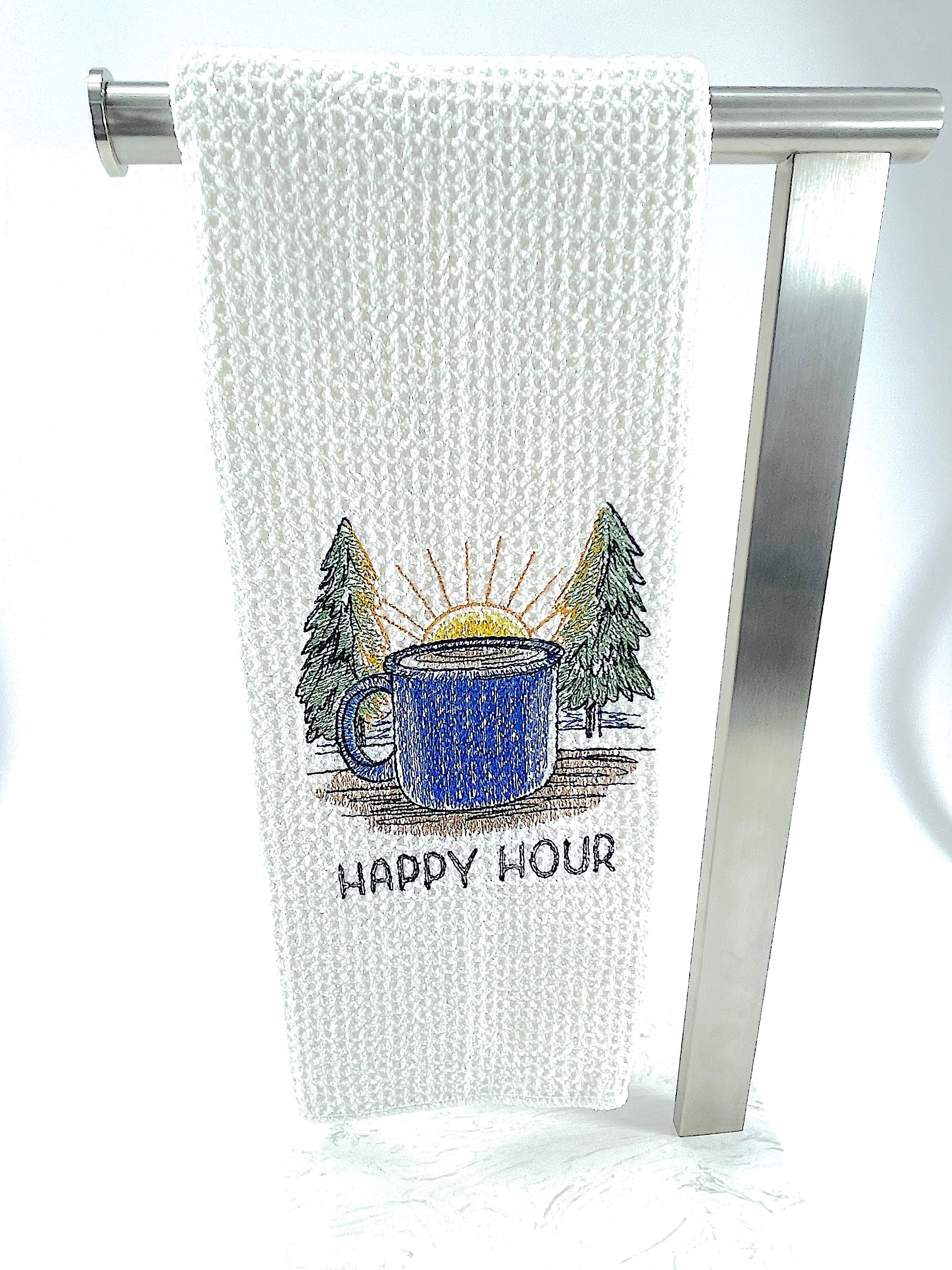 Happy Hour microfiber waffle weave kitchen towel