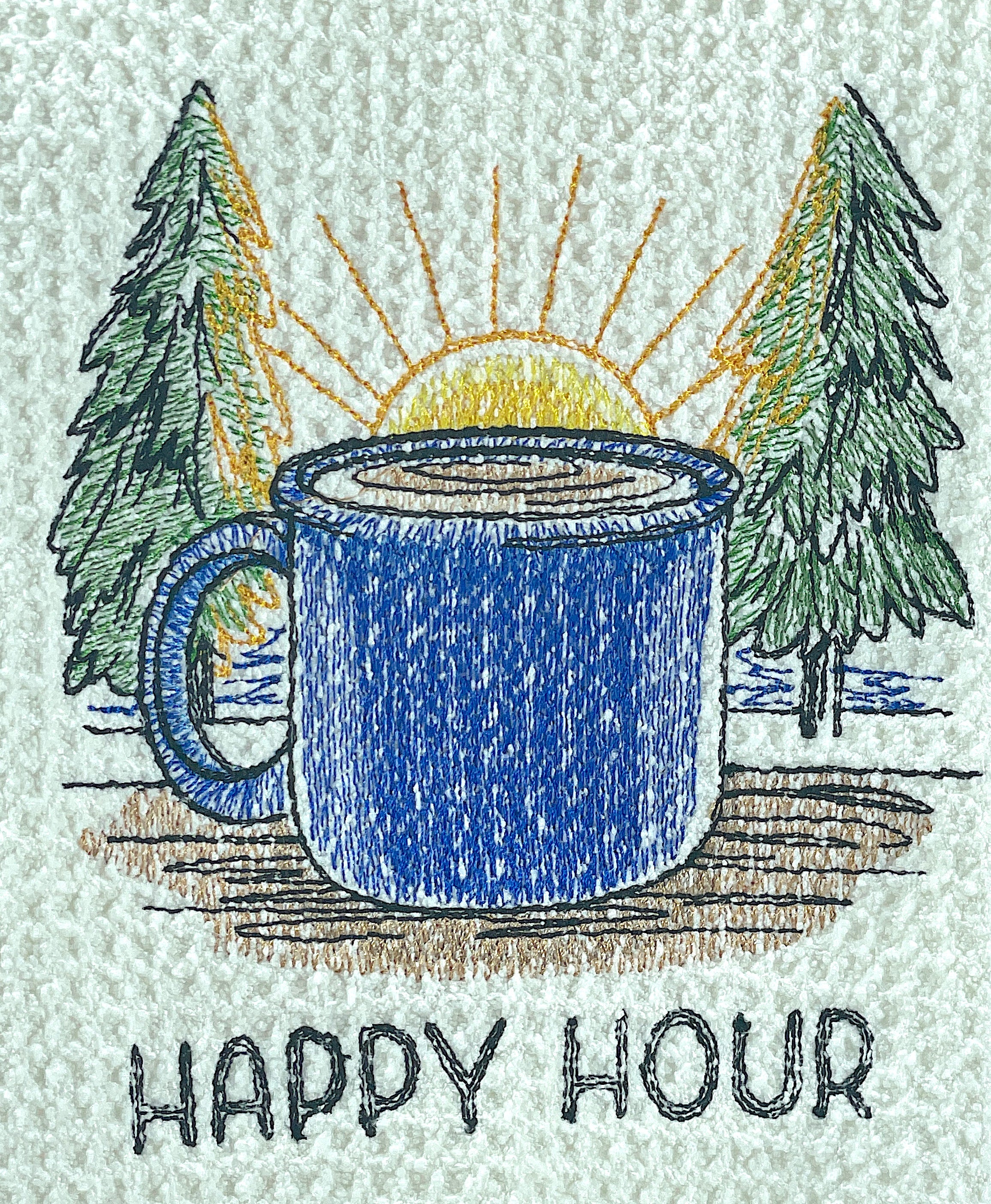 Happy Hour microfiber waffle weave kitchen towel