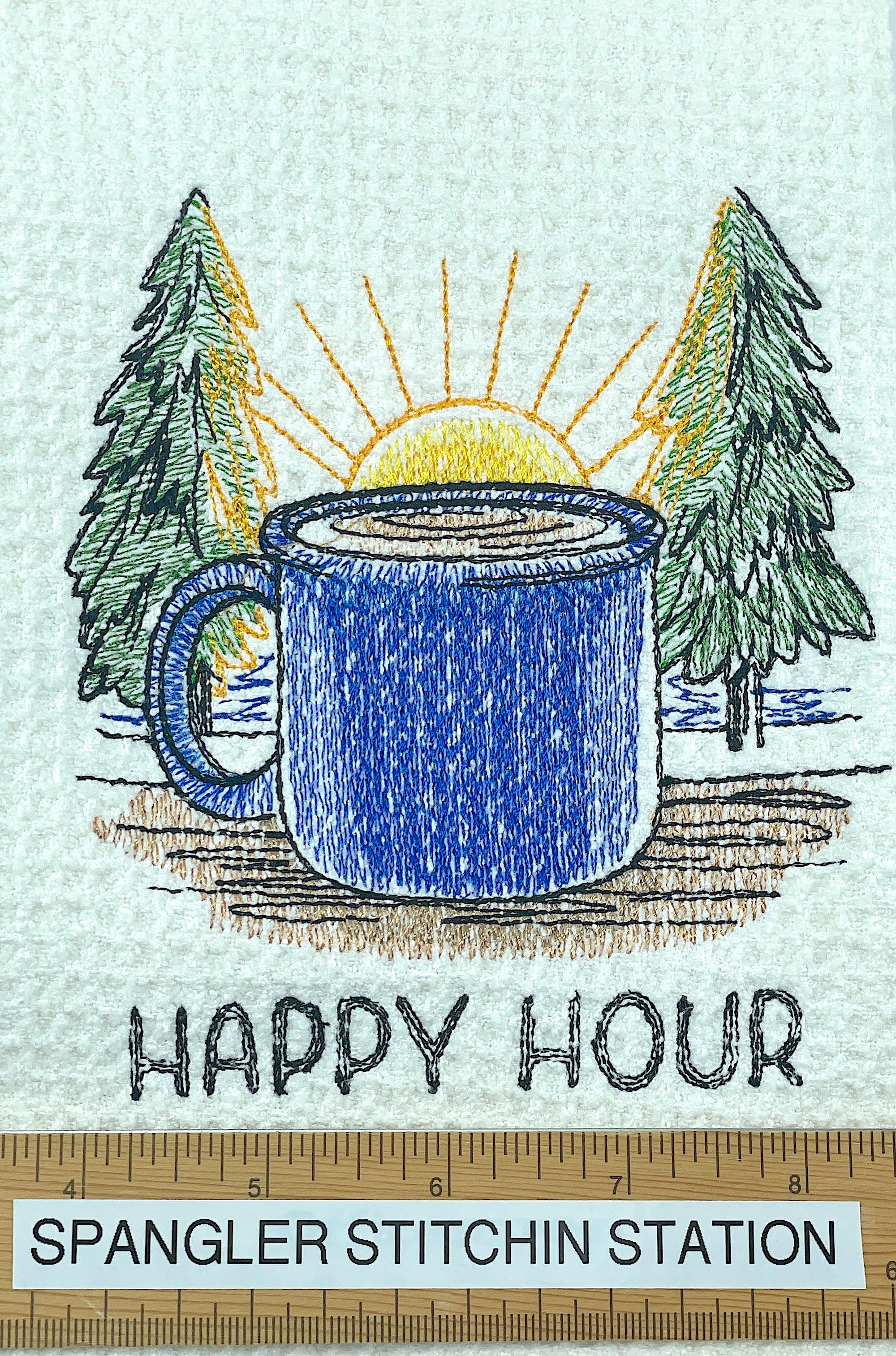 Happy Hour microfiber waffle weave kitchen towel