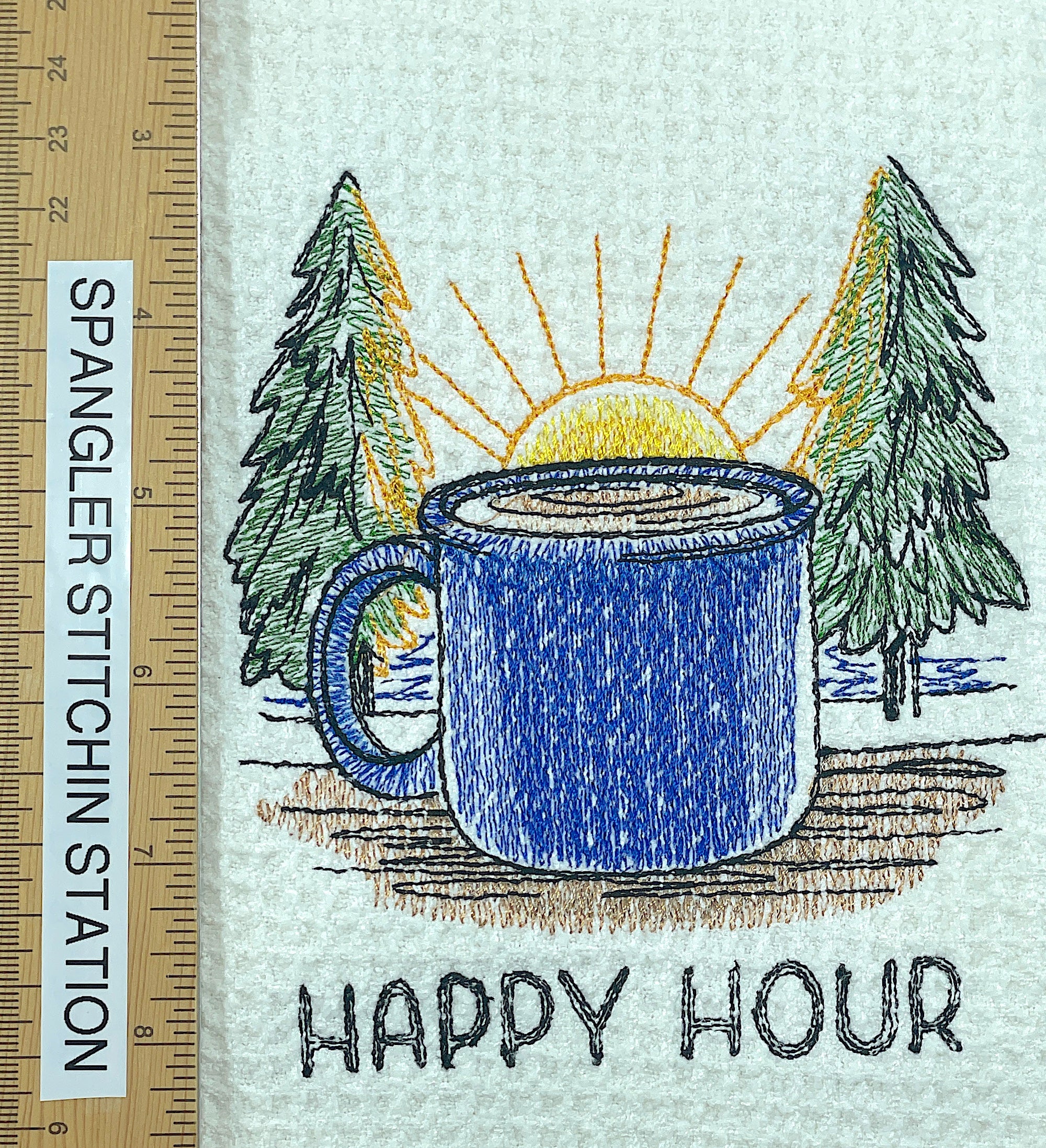 Happy Hour microfiber waffle weave kitchen towel