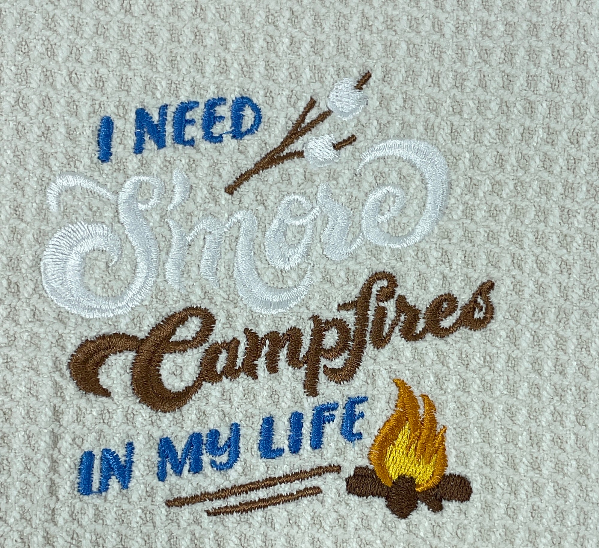 I Need Smore  Campfires in my life microfiber waffle weave hand towel