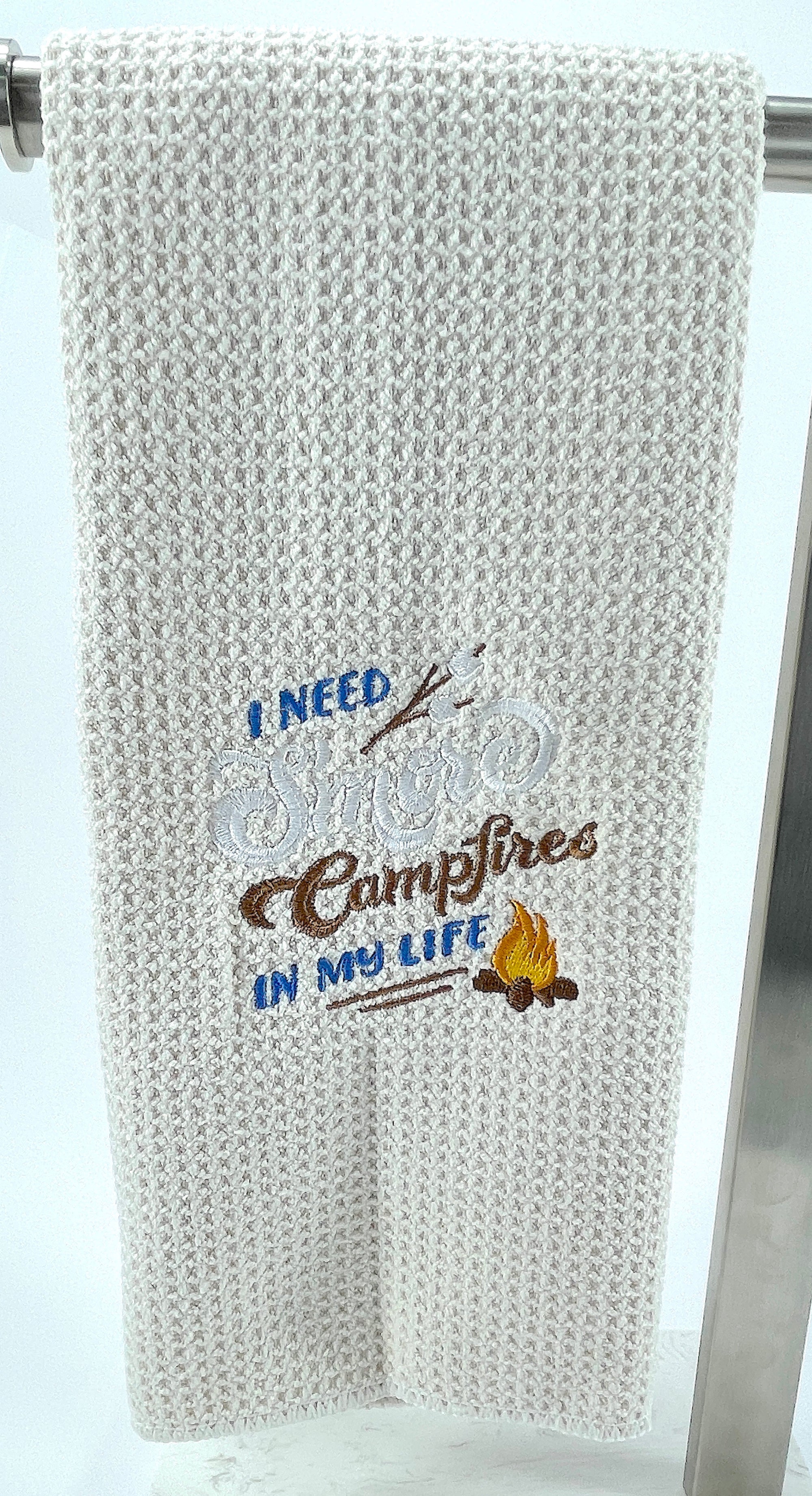 I Need Smore  Campfires in my life microfiber waffle weave hand towel