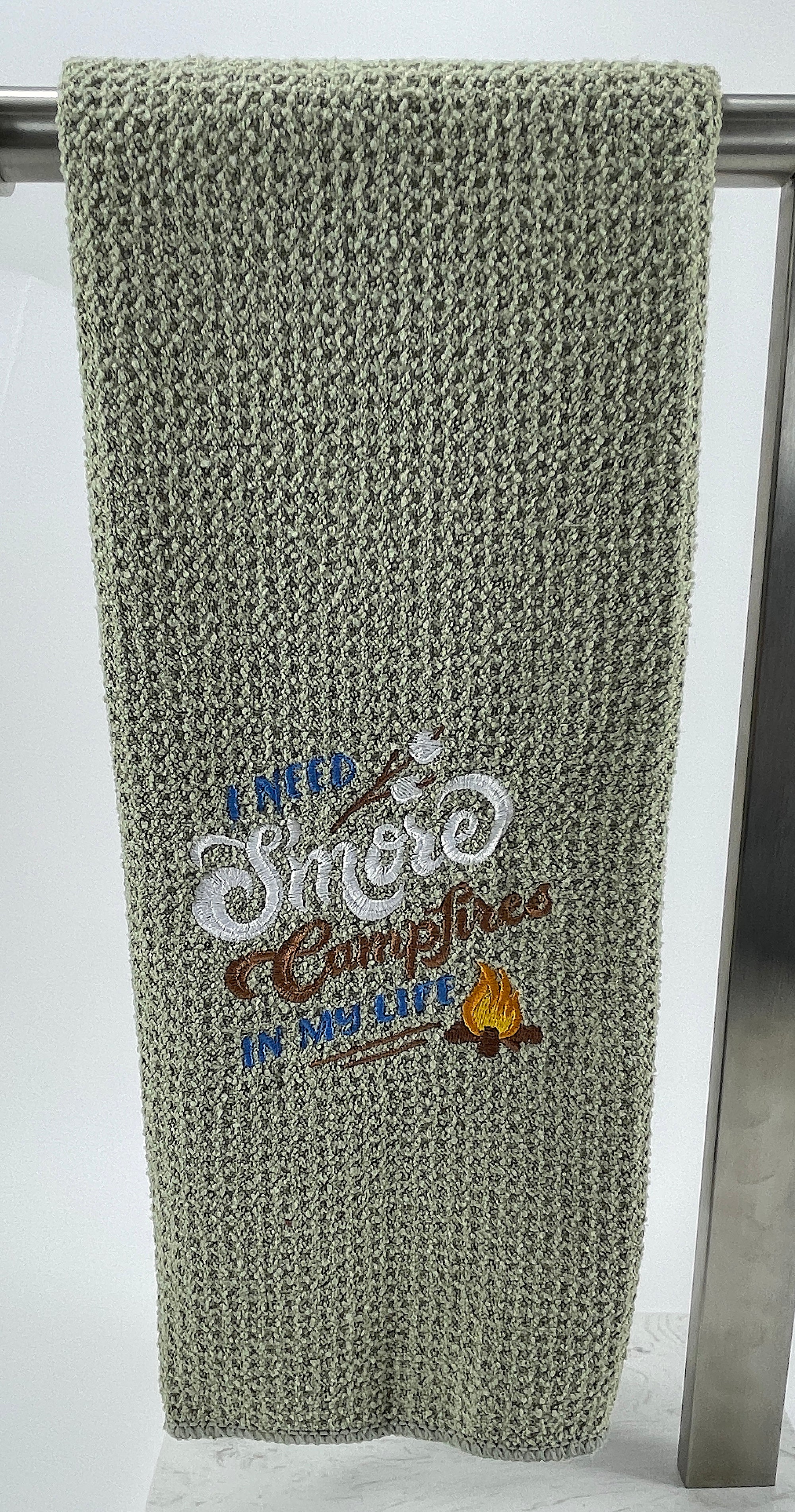 I Need Smore  Campfires in my life microfiber waffle weave hand towel