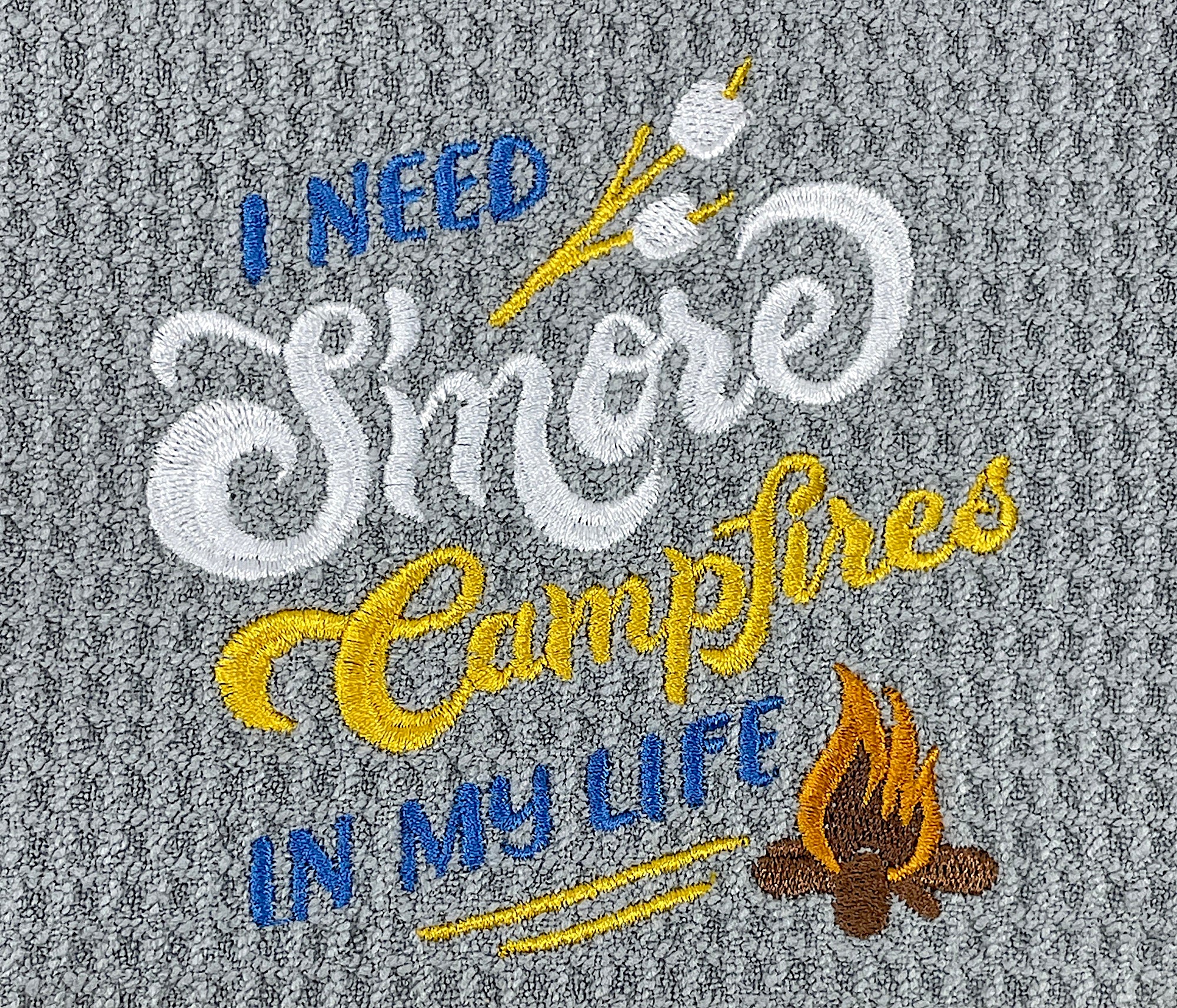 I Need Smore  Campfires in my life microfiber waffle weave hand towel