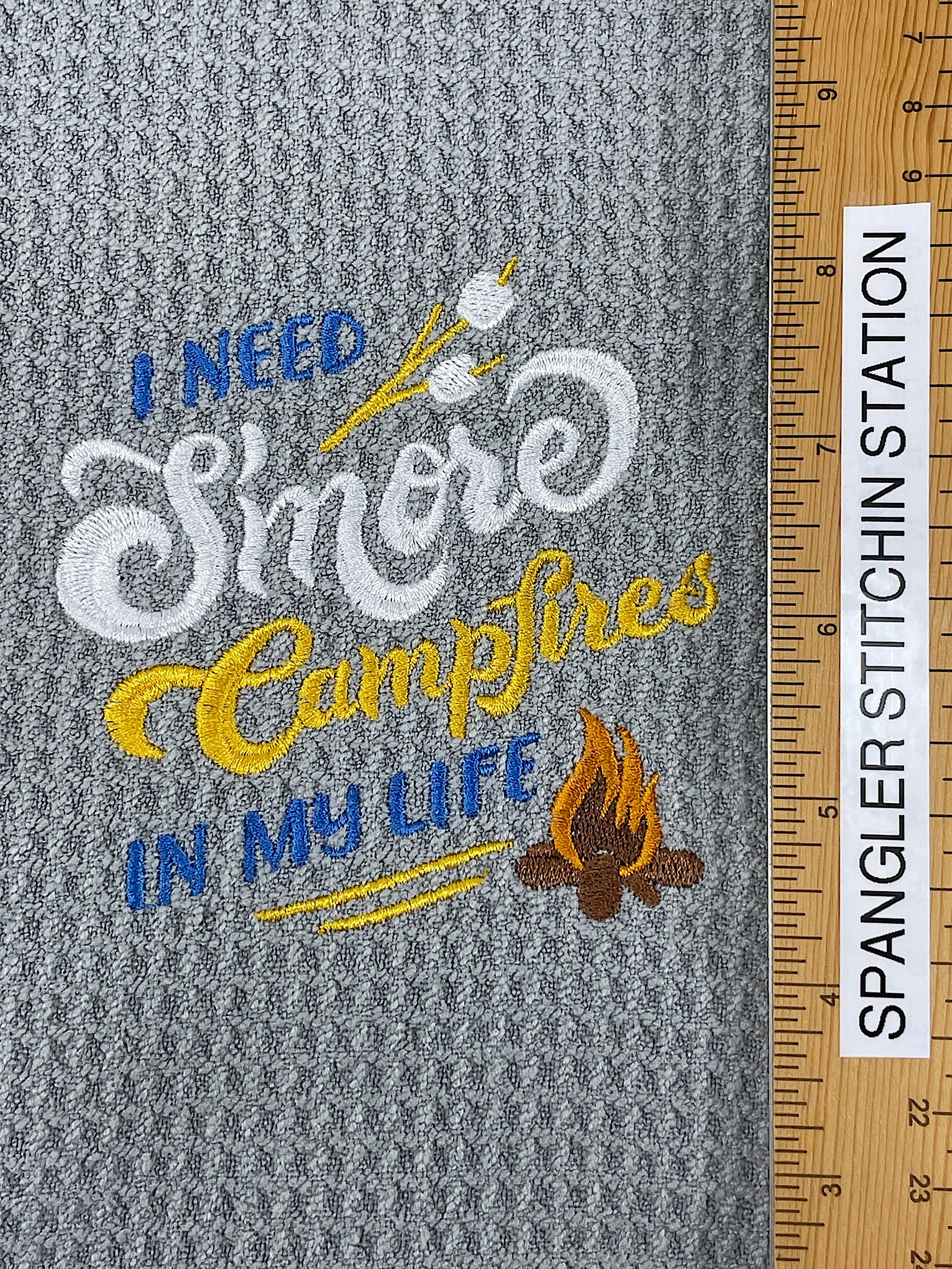 I Need Smore  Campfires in my life microfiber waffle weave hand towel