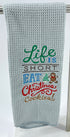 Life is Short eat Christmas Cookies microfiber waffle weave hand towel