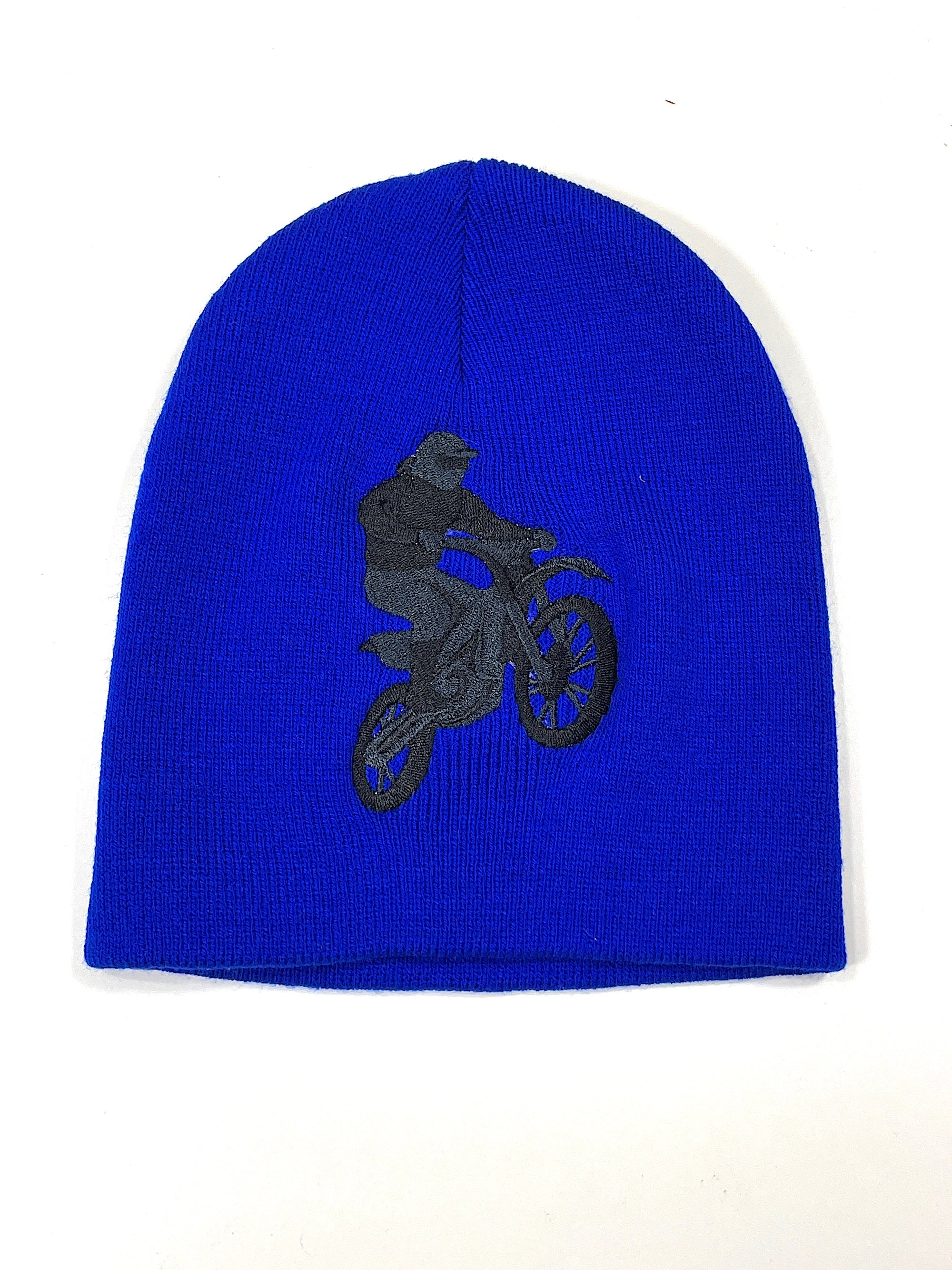 Bicycle Rider Embroidered Cuffless Beanie Hat