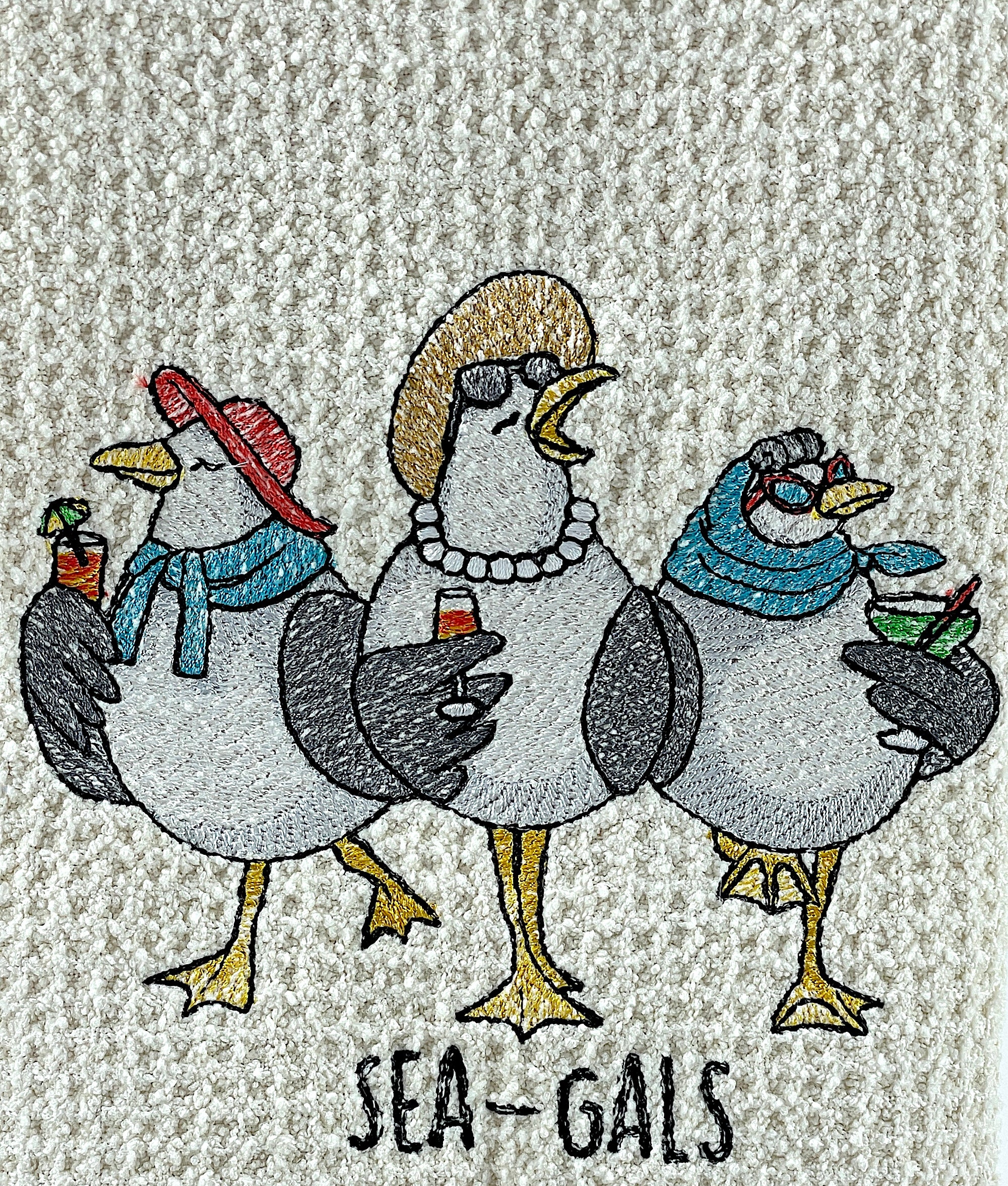 Sea Gals Nautical microfiber waffle weave hand  towel