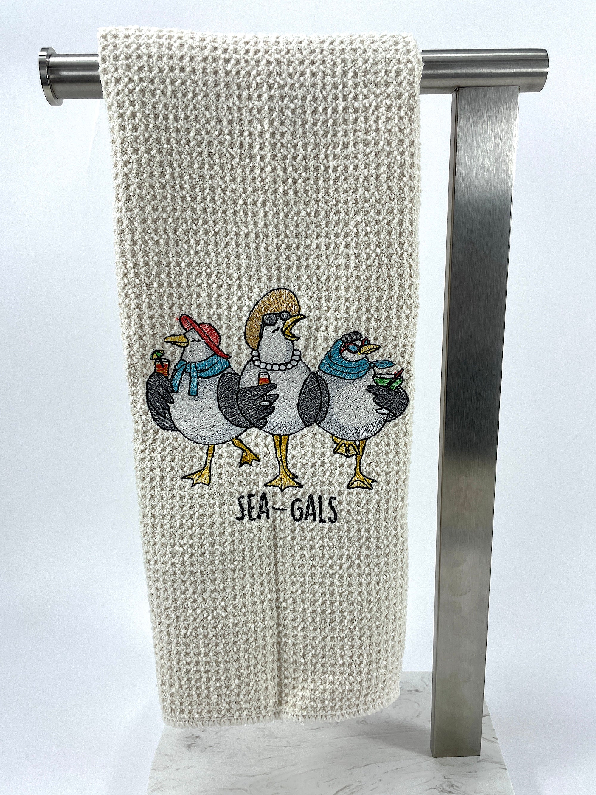 Sea Gals Nautical microfiber waffle weave hand  towel