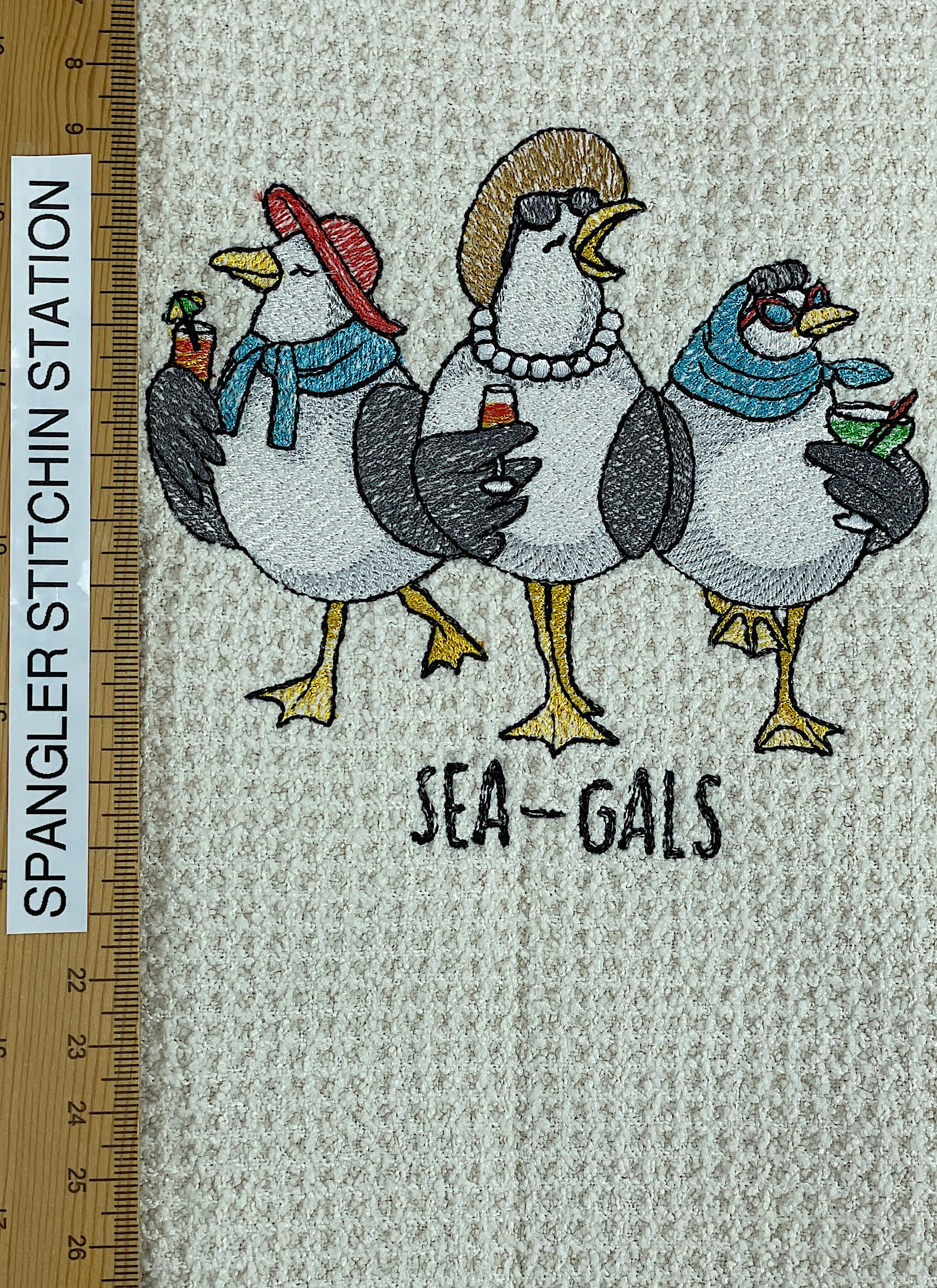 Sea Gals Nautical microfiber waffle weave hand  towel