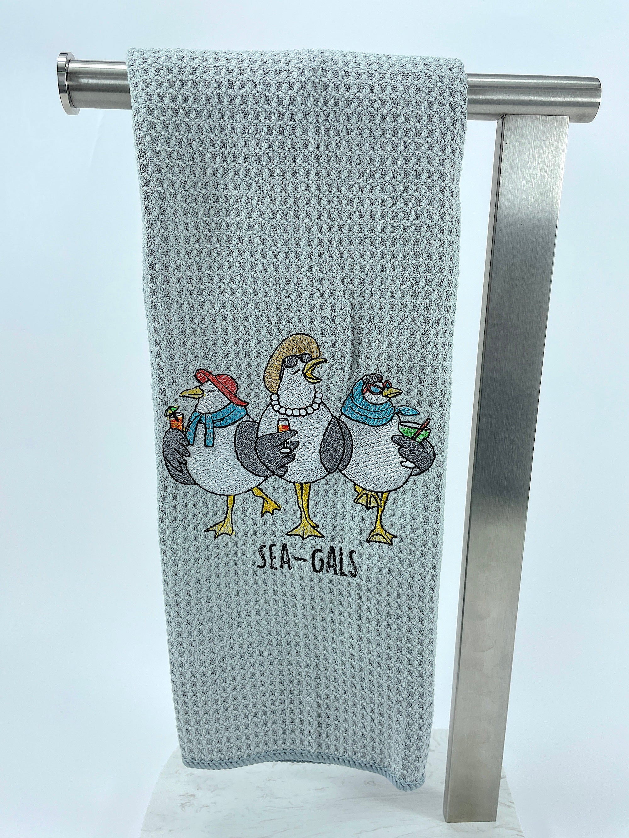 Sea Gals Nautical microfiber waffle weave hand  towel