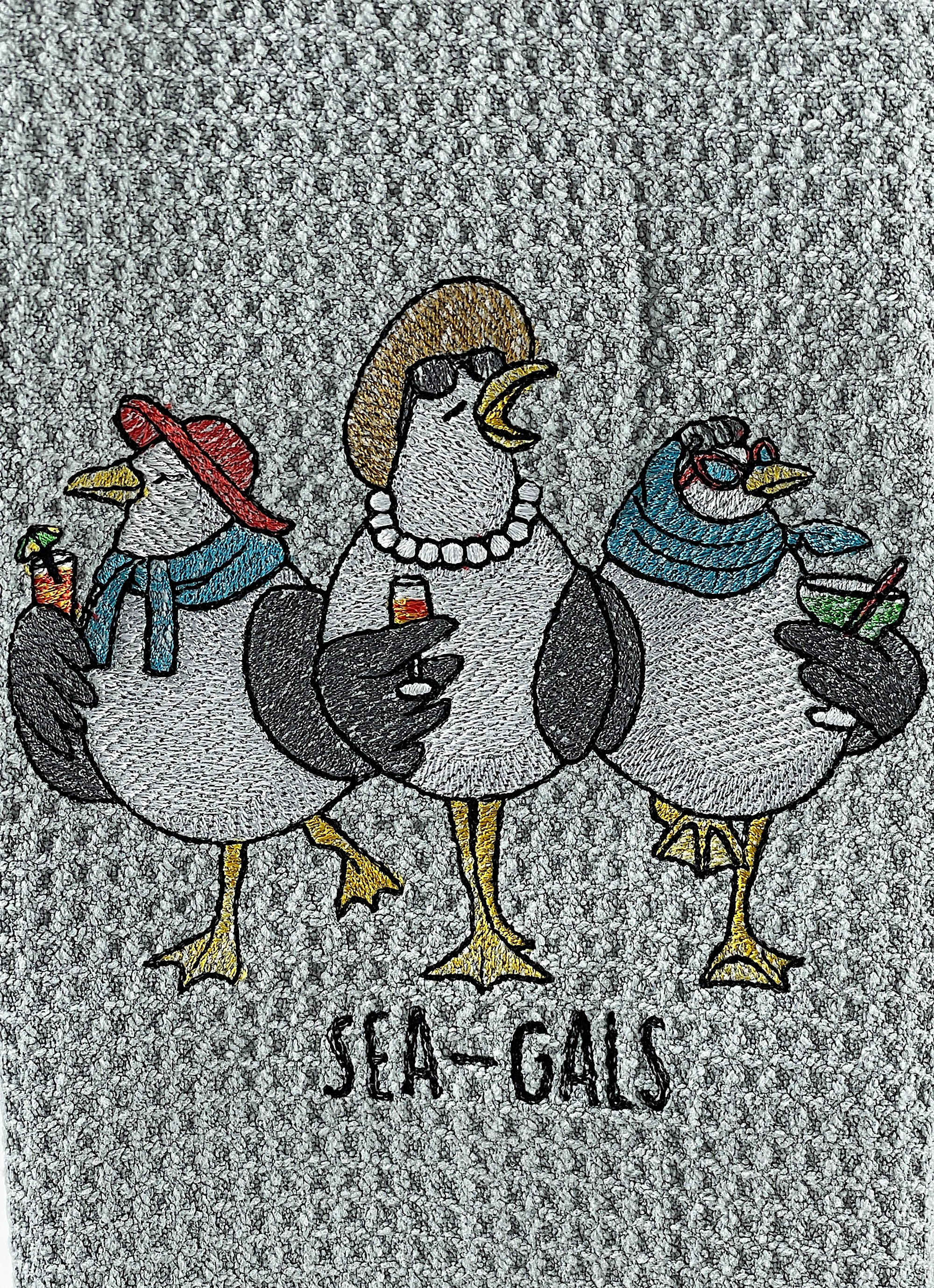 Sea Gals Nautical microfiber waffle weave hand  towel