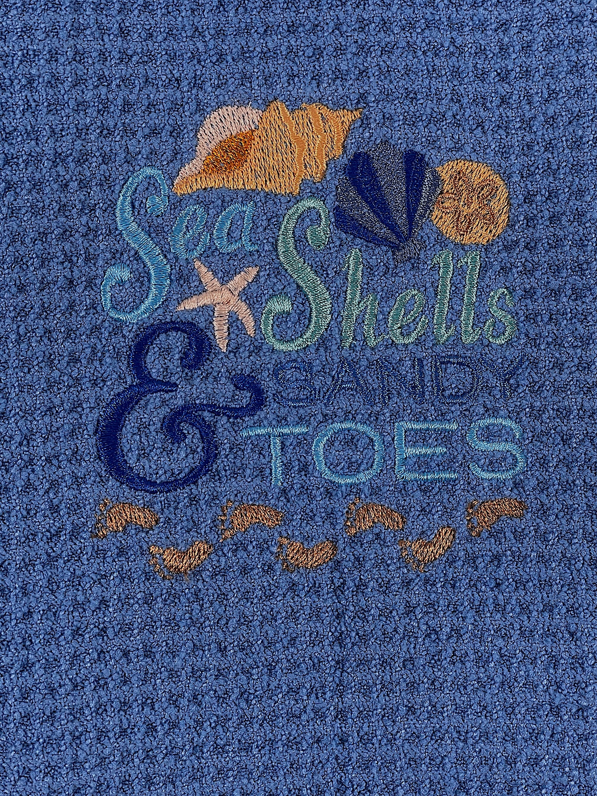 Sea Shells & Sandy toes Nautical microfiber waffle weave hand towel