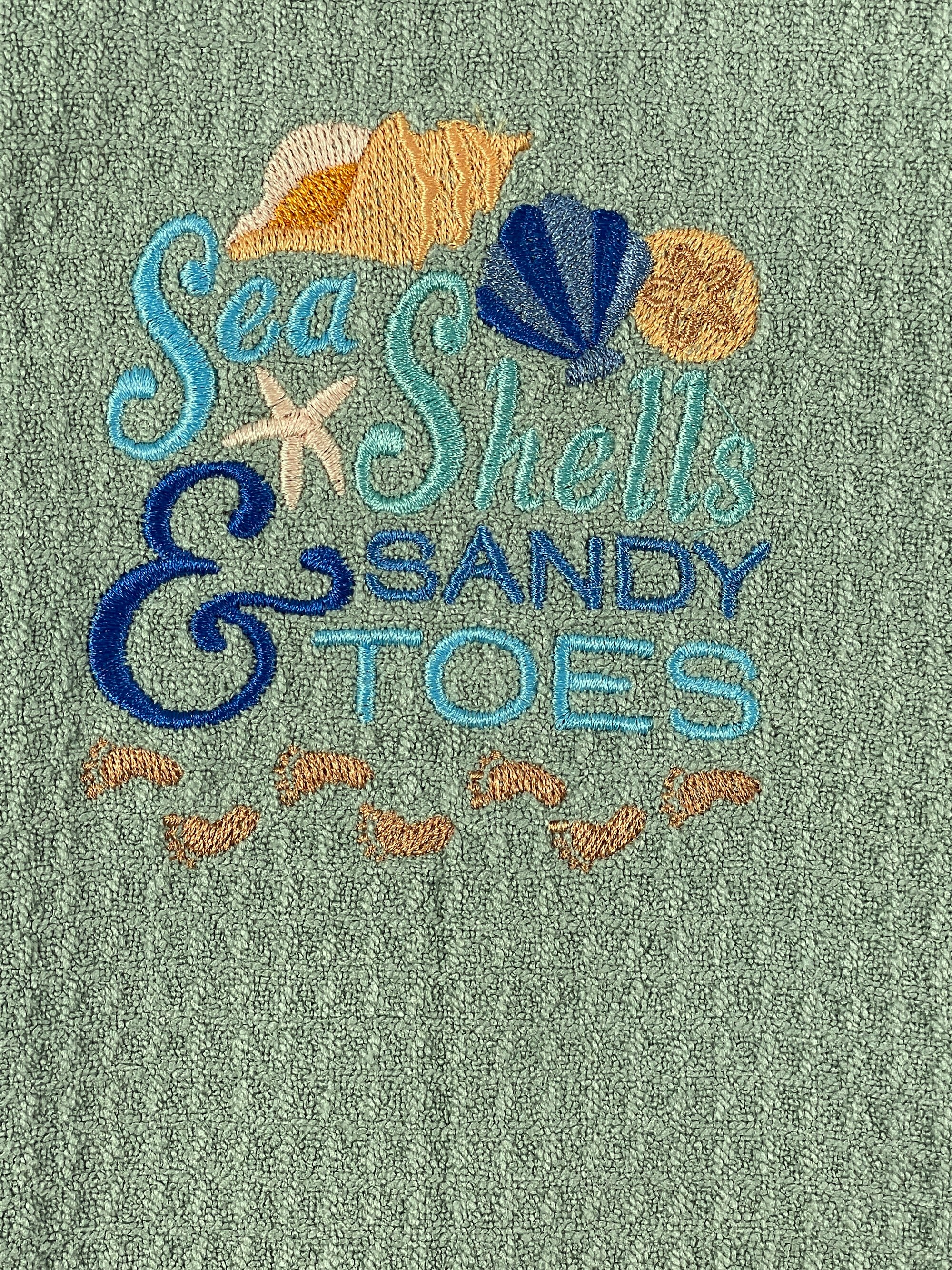 Sea Shells & Sandy toes Nautical microfiber waffle weave hand towel