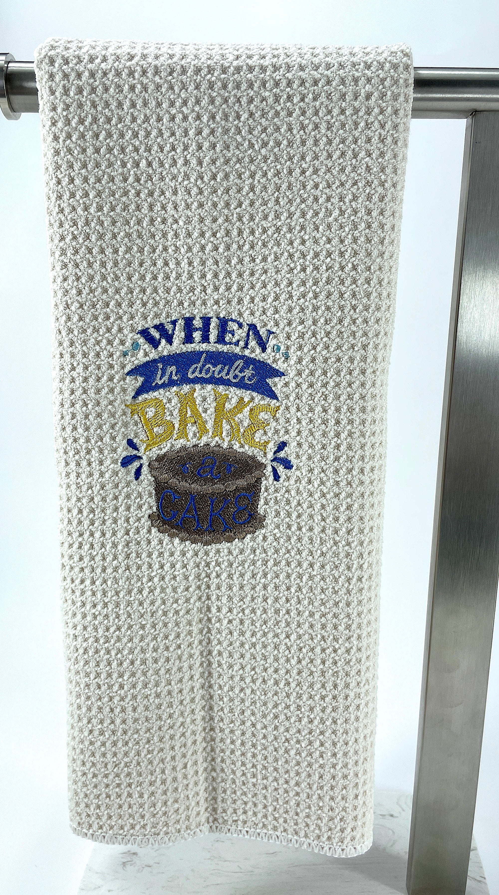 When in Doubt Bake a Cake Microfiber waffle weave hand  towel - Kitchen towel