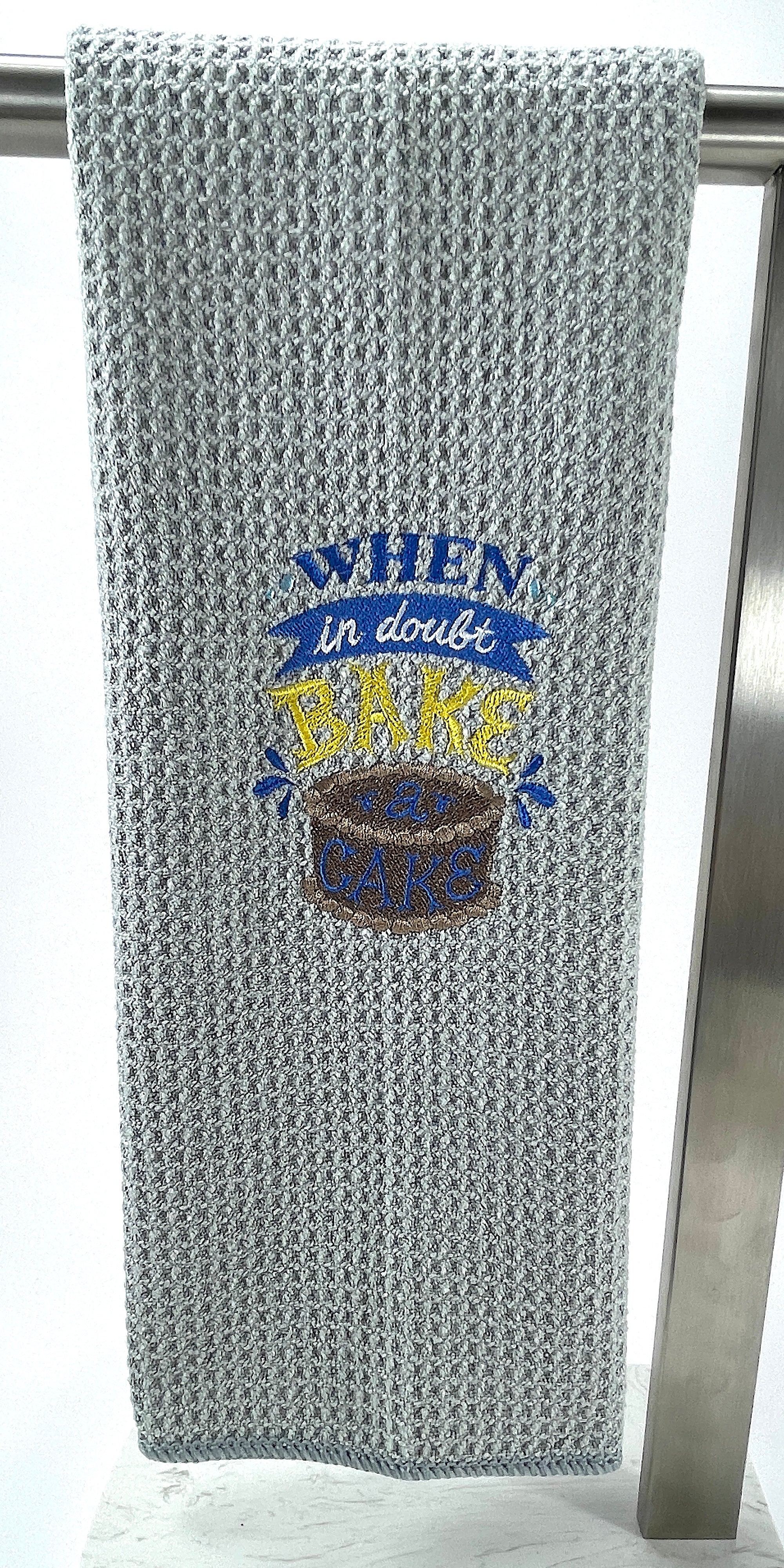 When in Doubt Bake a Cake Microfiber waffle weave hand  towel - Kitchen towel
