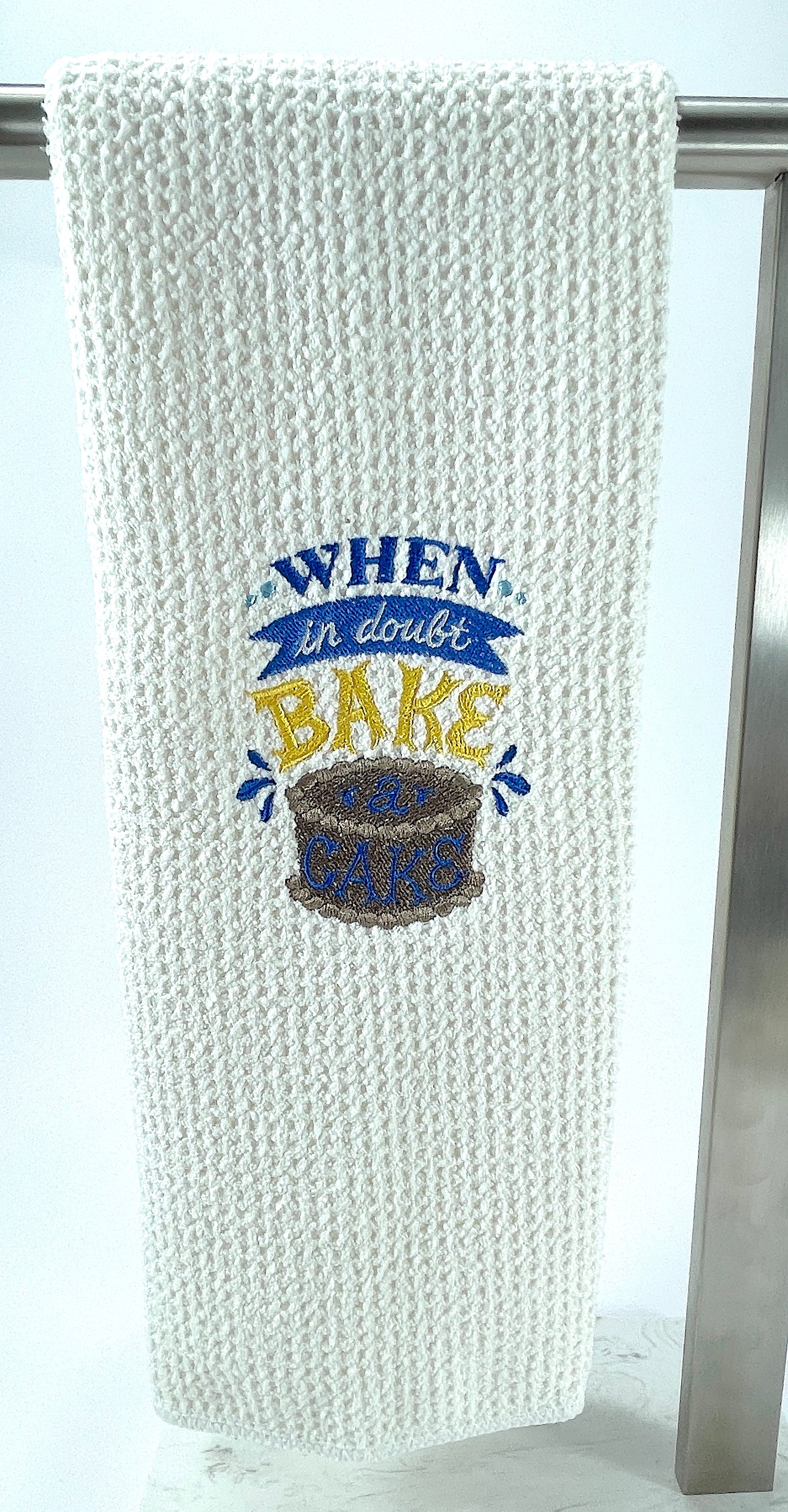 When in Doubt Bake a Cake Microfiber waffle weave hand  towel - Kitchen towel